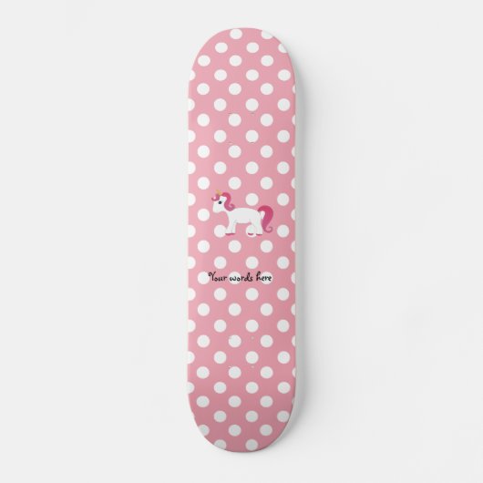 Unicorn roze witte poka stippen skateboard (Voorkant)