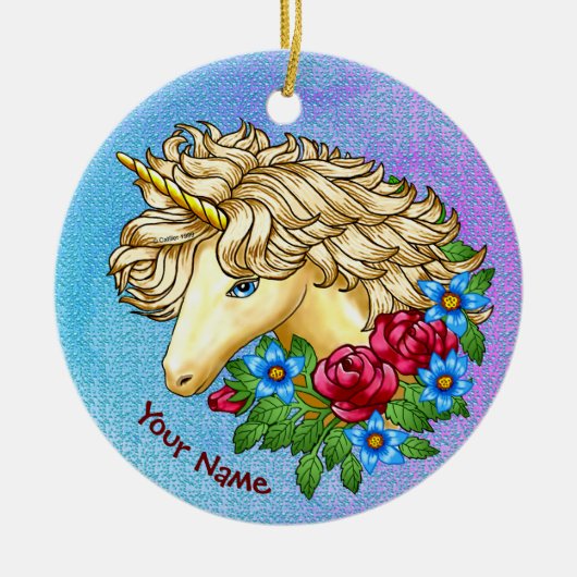 Unicorn-Rozen Keramisch Ornament (Voorkant)