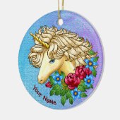 Unicorn-Rozen Keramisch Ornament (Links)