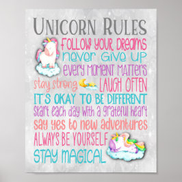 Unicorn Rules Motivatie Quotes Poster - 8x10
