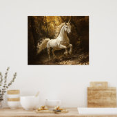 Unicorn Running Through The Forest Painting Poster (Keuken)