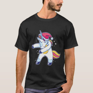 Unicorn Santa Flossing in de sneeuw T-shirt