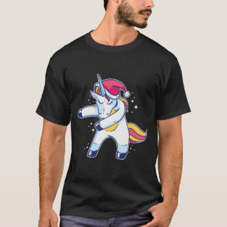 Unicorn Santa Flossing in de sneeuw T-shirt