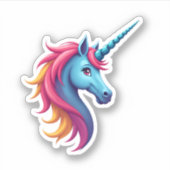 Unicorn Santa Hat Christmas T-Shirt (4) Sticker (Voorkant)