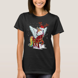 Unicorn Santa Hat Reindeer Buffalo met kerst T-shirt