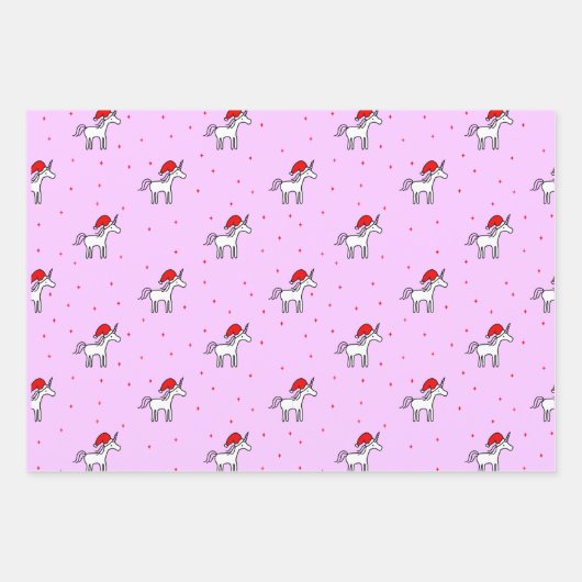 Unicorn Santa in een verscheidenheid van Achtergro Inpakpapier Vel (Voorkant)