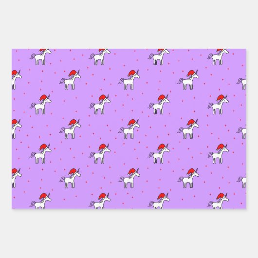 Unicorn Santa in een verscheidenheid van Achtergro Inpakpapier Vel (Voorkant 3)