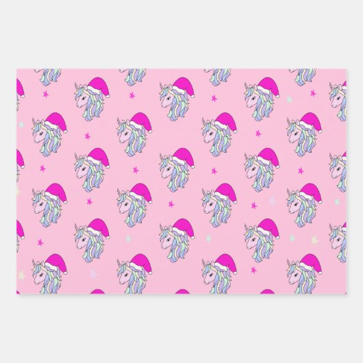 Unicorn Santa kerstcadecadeau, pakpapier Inpakpapier Vel (Voorkant 3)