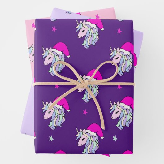 Unicorn Santa kerstcadecadeau, pakpapier Inpakpapier Vel (In situ)