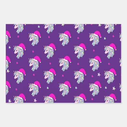 Unicorn Santa kerstcadecadeau, pakpapier Inpakpapier Vel (Voorkant)