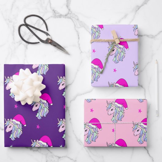 Unicorn Santa kerstcadecadeau, pakpapier Inpakpapier Vel (Voorkant)