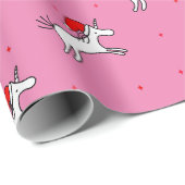 Unicorn Santa Pink Background Wrapping Paper Cadeaupapier (Rol Hoek)