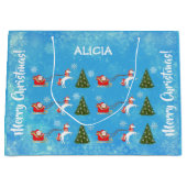 Unicorn Santa Snowflakes Xmas - Gepersonaliseerde  Groot Cadeauzakje (Voorkant)