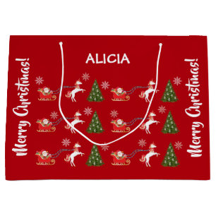 Unicorn Santa Snowflakes Xmas - Gepersonaliseerde Groot Cadeauzakje