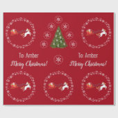 Unicorn Santa's Sleigh Personalize Name Merry Xmas Cadeaupapier (Vlak)