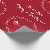 Unicorn Santa's Sleigh Personalize Name Merry Xmas Cadeaupapier (Hoek)