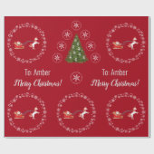 Unicorn Santa's Sleigh Personalize Name Merry Xmas Cadeaupapier (Vlak)