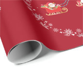 Unicorn Santa's Sleigh Personalize Name Merry Xmas Cadeaupapier (Rol Hoek)