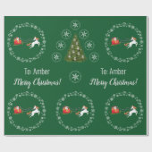 Unicorn Santa's Sleigh Personalize Name Merry Xmas Cadeaupapier (Vlak)