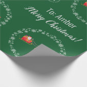 Unicorn Santa's Sleigh Personalize Name Merry Xmas Cadeaupapier (Hoek)