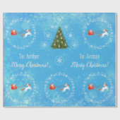 Unicorn Santa's Sleigh Personalize Name Merry Xmas Cadeaupapier (Vlak)