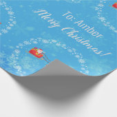 Unicorn Santa's Sleigh Personalize Name Merry Xmas Cadeaupapier (Hoek)
