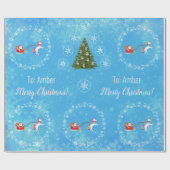 Unicorn Santa's Sleigh Personalize Name Merry Xmas Cadeaupapier (Vlak)