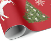Unicorn Santa's Sleigh Snowflakes Kerstboom Cadeaupapier (Rol Hoek)