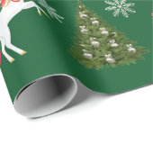 Unicorn Santa's Sleigh Snowflakes Kerstboom Cadeaupapier (Rol Hoek)