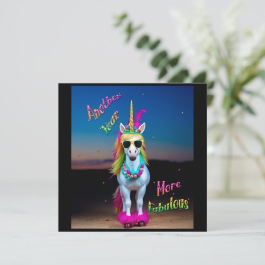 Unicorn Sassy Verjaardag Kaart personaliseren op m (Staand voorkant)