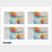 Unicorn-schilderende Waterverf die regenboogkunst  Rechthoekige Sticker (Vel)