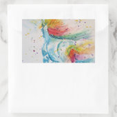 Unicorn-schilderende Waterverf die regenboogkunst  Rechthoekige Sticker (Tas)