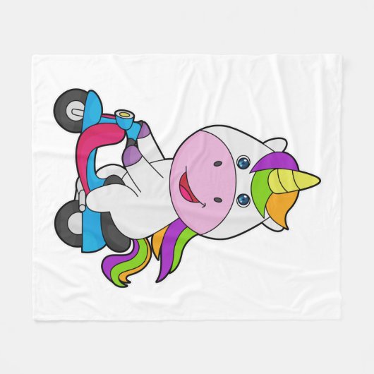 Unicorn Scooter Fleece Deken (Voorkant (Horizontaal))