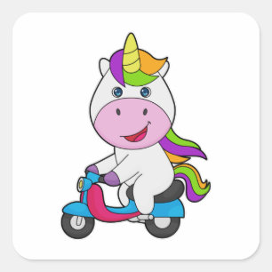 Unicorn Scooter Vierkante Sticker