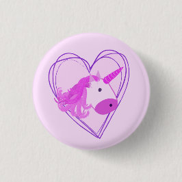 Unicorn Scribble Heart Valentijn Ronde Button 3,2 Cm