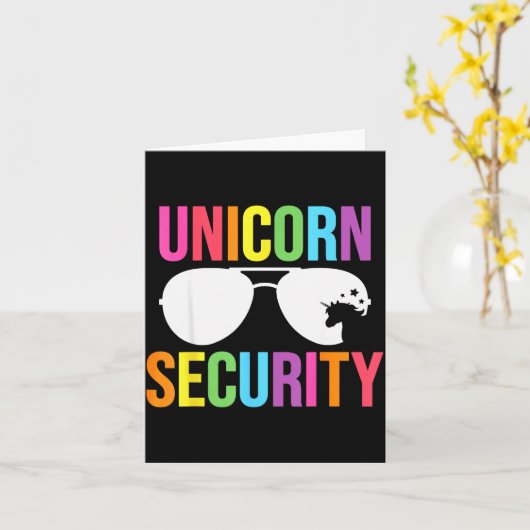 Unicorn Security Birthday Family Halloween Costume Kaart (Gele Bloem)