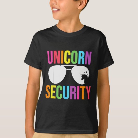 Unicorn Security Birthday Family Halloween Costume T-shirt (Voorkant)