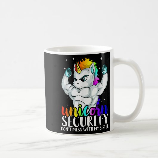 Unicorn Security Dont Mess With My Sister Funny Br Koffiemok (Rechts)