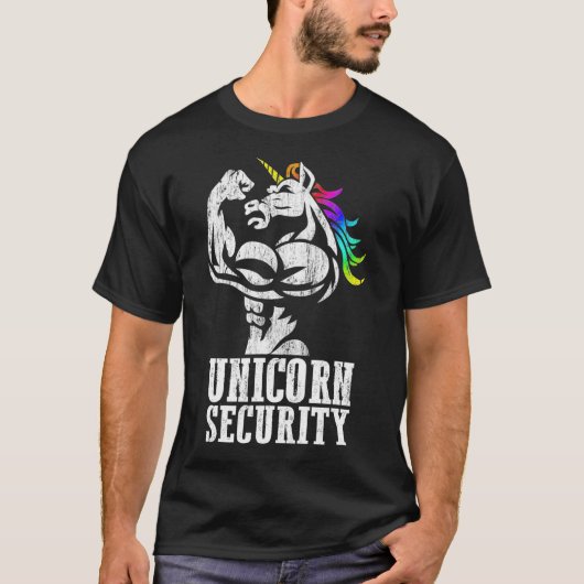 Unicorn Security Rainbow Musly Funny Gift T-shirt (Voorkant)