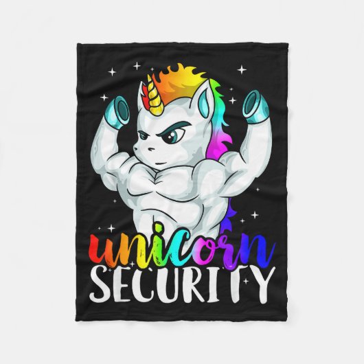 Unicorn Security Squad Muscle Tee Funny Dad Brothe Fleece Deken (Voorkant)