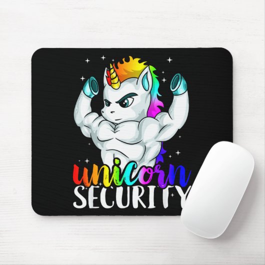 Unicorn Security Squad Muscle Tee Funny Dad Brothe Muismat (Met muis)