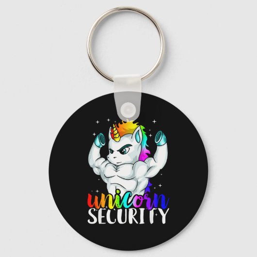 Unicorn Security Squad Muscle Tee Funny Dad Brothe Sleutelhanger (Voorkant)