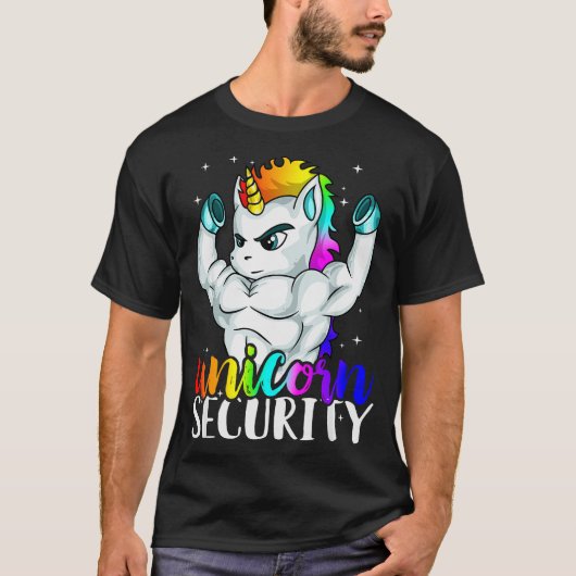 Unicorn Security Squad Muscle Tee Funny Dad Brothe T-shirt (Voorkant)