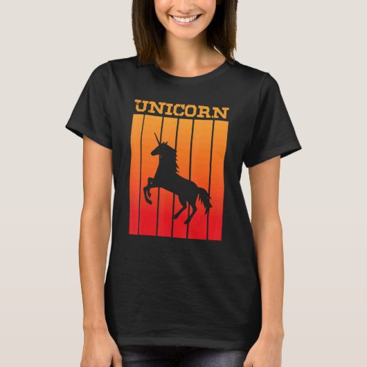 Unicorn Shadow Silhouette op Sunset T-shirt (Voorkant)