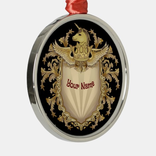 Unicorn Shield Metalen Ornament (Rechts)