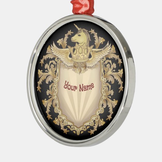 Unicorn Shield Metalen Ornament (Links)