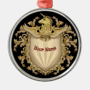 Unicorn Shield Metalen Ornament