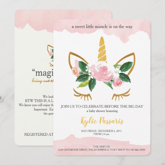 Unicorn Shower Kaart (Voorkant / Achterkant)