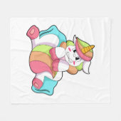 Unicorn Shy met Pillow Fleece Deken (Voorkant (Horizontaal))