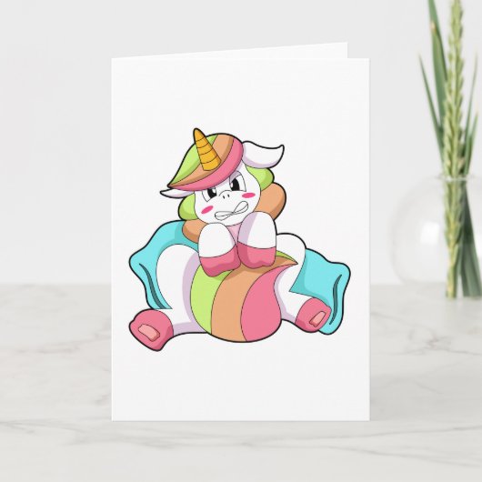 Unicorn Shy met Pillow Kaart (Voorkant)